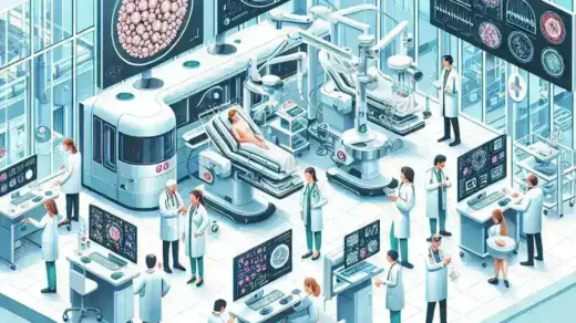 Alt text: "Médico del hospital vasco utilizando inteligencia artificial en la computadora para diagnosticar enfermedades raras en pacientes."