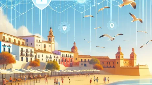 "Imagen de un profesional de la ciberseguridad analizando datos en una computadora, simbolizando el refuerzo de la ciberseguridad digital en el sector turístico español en septiembre."